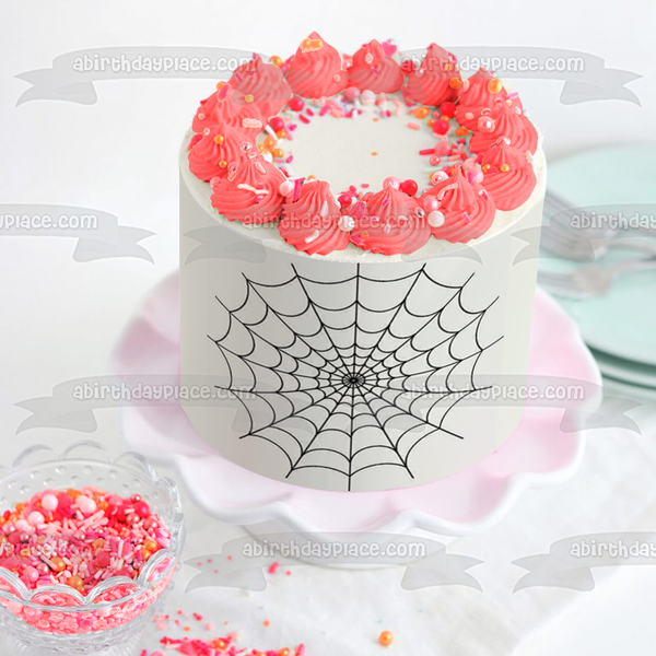 Spider Web Halloween Edible Cake Topper Image ABPID50323
