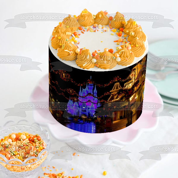 Christmas Walt Disney World Cinderella Castle Edible Cake Topper Image ABPID50584