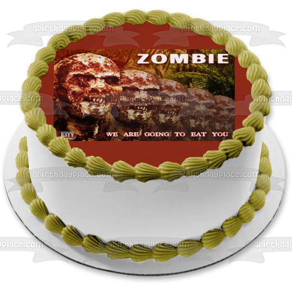 Zombie Collage We Are Going to Eat You Edible Cake Topper Image ABPID50332