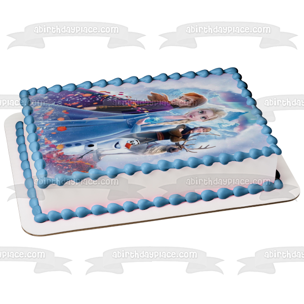 Disney Frozen 2 Into the Unknown Anna Elsa Kristoff Sven Olaf Edible Cake Topper Image ABPID50338