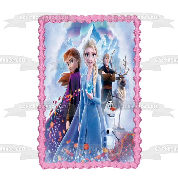 Disney Frozen 2 Into the Unknown Anna Elsa Kristoff Sven Olaf Imagen comestible para decoración de tarta ABPID50338 