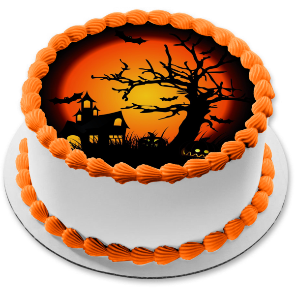 Halloween Scary Jack O Latern Edible Cake Topper Image ABPID50355