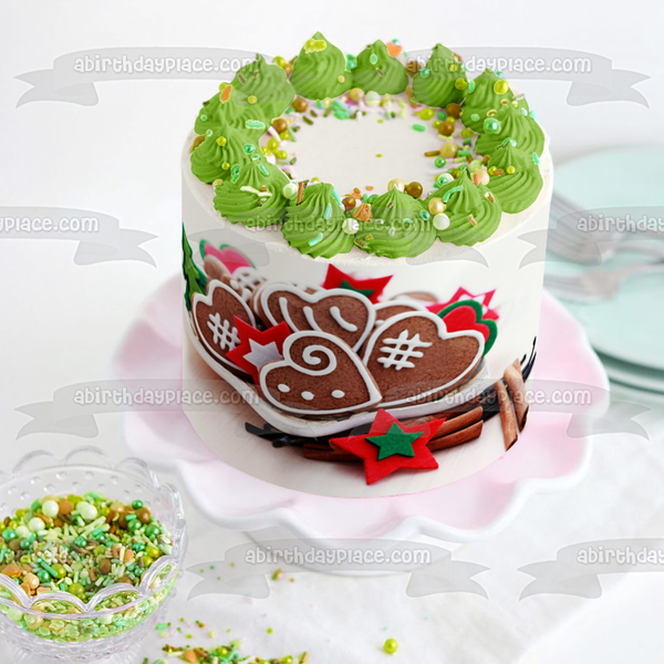 Christmas Gingerbread Cookies White Frosting Cinnamon Edible Cake Topper Image ABPID50608