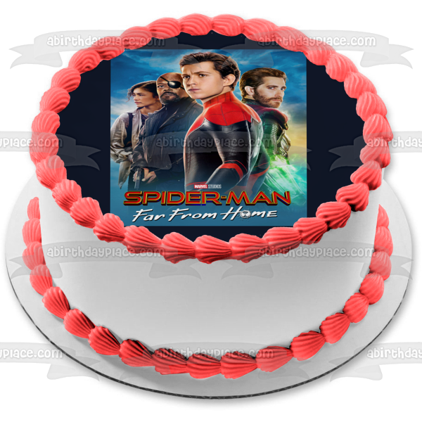 Spider-Man Far from Home Nick Fury Mj Mysterio Spider-Man Edible Cake Topper Image ABPID50359