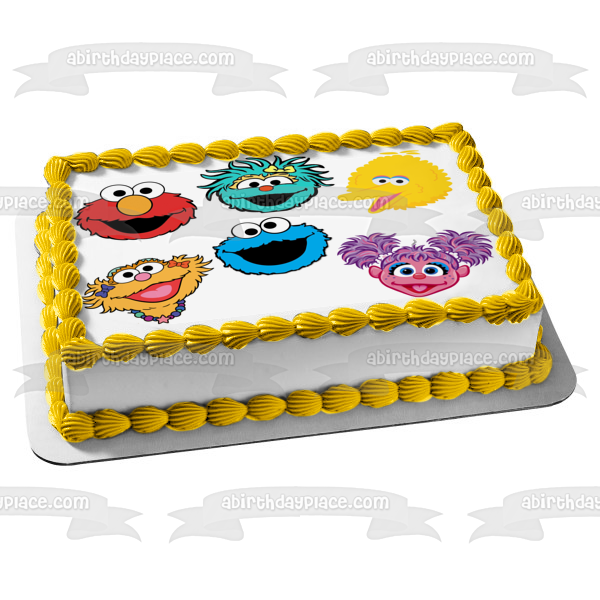 Sesame Street Faces Big Bird Zoe Abby Rosalia Elmo Edible Cake Topper Image ABPID50366
