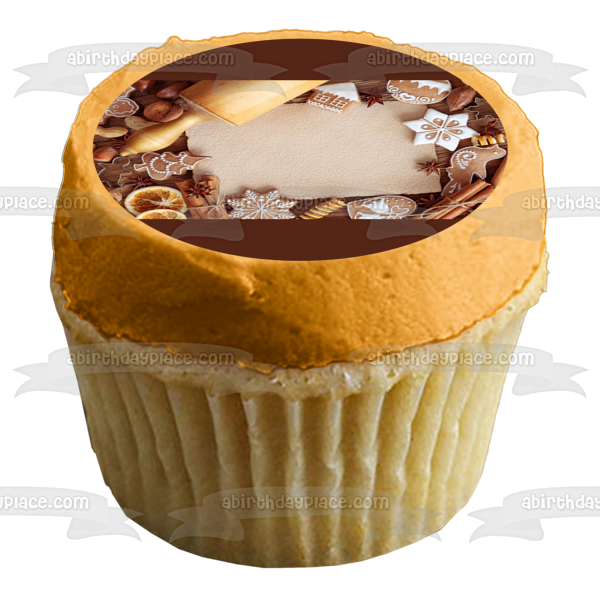 Christmas Ginger Bread Dough Rolling Pin Cookies Edible Cake Topper Image ABPID50619