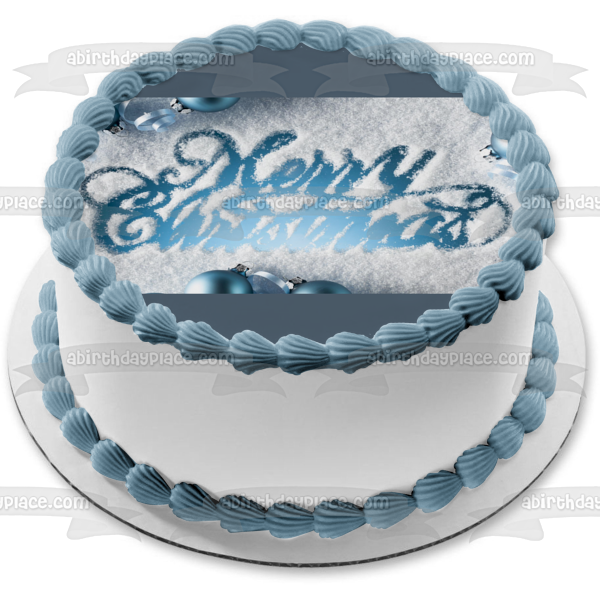 Merry Christmas Snow Ball Ornaments Edible Cake Topper Image ABPID50632
