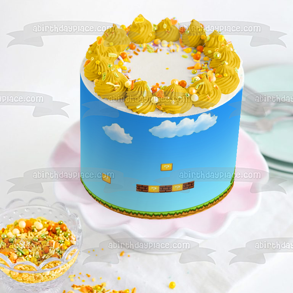 Mario Coins Background Winning Personalize with Your Name Edible Cake Topper Image ABPID50643