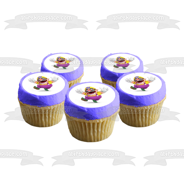 Wario Mario Party Winning Round Personalize with Your Name Edible Cake Topper Image ABPID50646