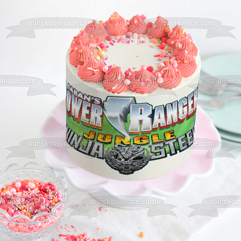 Imagen comestible para decoración de tarta con logotipo de acero Ninja de los Power Rangers de Saban ABPID50654 