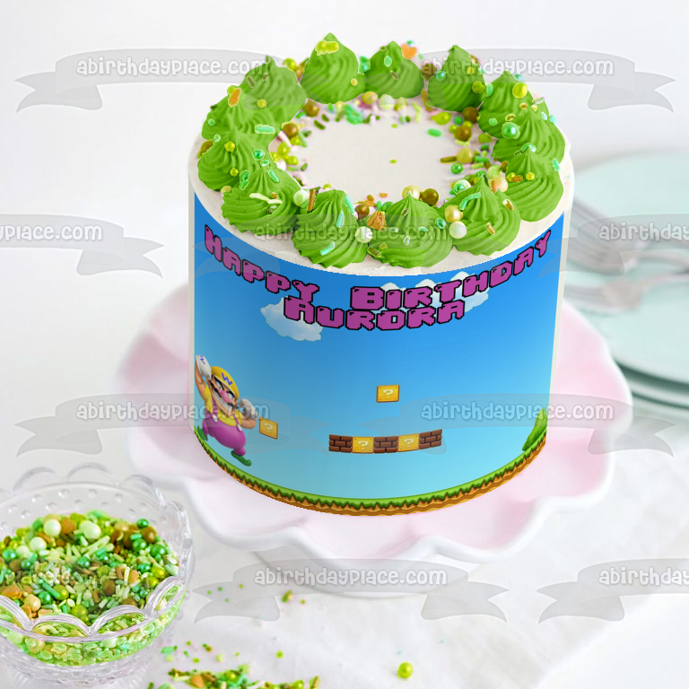 Wario Super Mario Smash Brothers Personalized Edible Cake Topper Image ABPID50657
