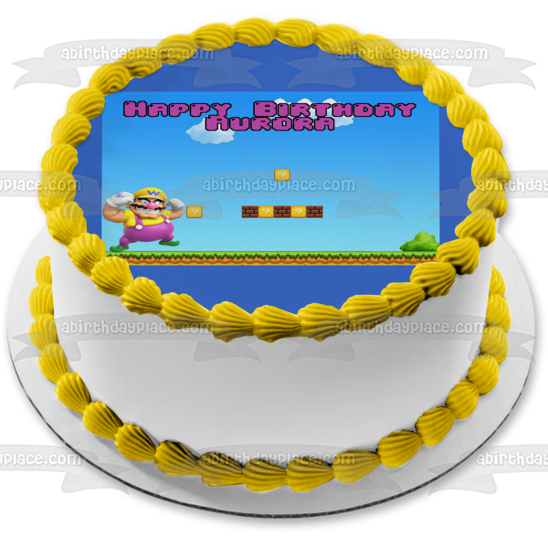 Wario Super Mario Smash Brothers Personalized Edible Cake Topper Image ABPID50657