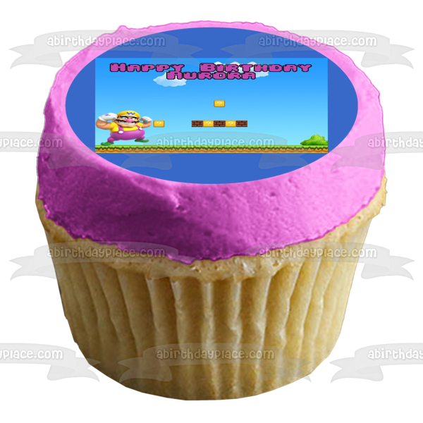 Wario Super Mario Smash Brothers Personalized Edible Cake Topper Image ABPID50657