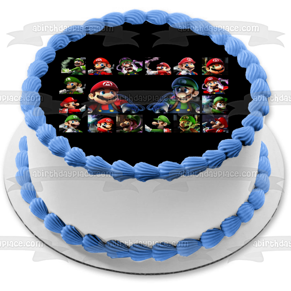 Mario and Luigi Super Mario Bros Luigi's Mansion Edible Cake Topper Image ABPID50662