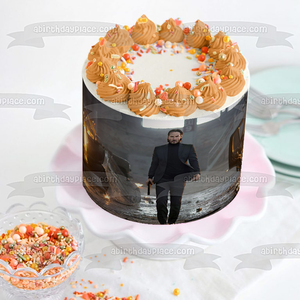 John Wick Baba Yaga Action Movie Keanu Reeves Edible Cake Topper Image ABPID50432