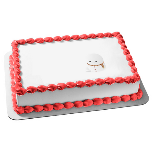 Christmas Snowman Scarf White Background Edible Cake Topper Image ABPID50671