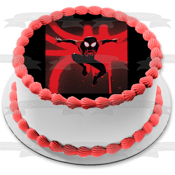 Spider-Man Spider-Verse Spider-Man Red and Black Logo Edible Cake Topper Image ABPID50448