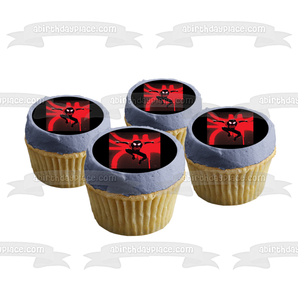Spider-Man Spider-Verse Spider-Man Red and Black Logo Edible Cake Topper Image ABPID50448