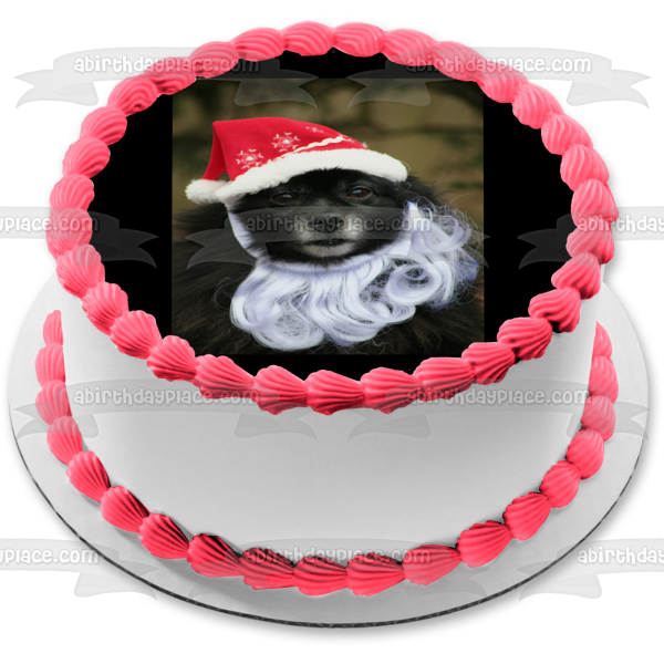 Santa Dog Edible Cake Topper Image ABPID50459