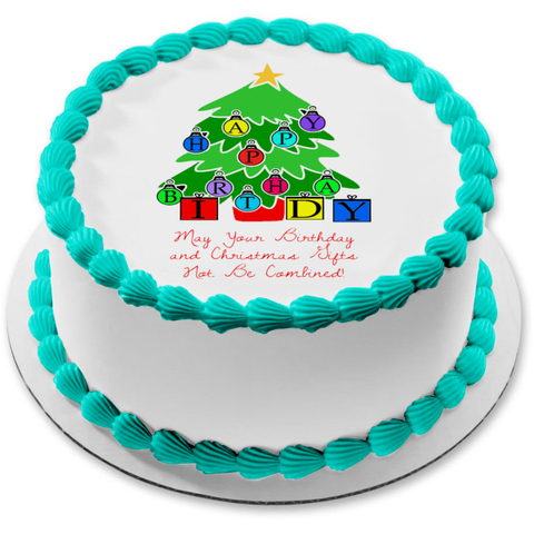 Birthday Christmas Tree Birthmas Edible Cake Topper Image ABPID50471