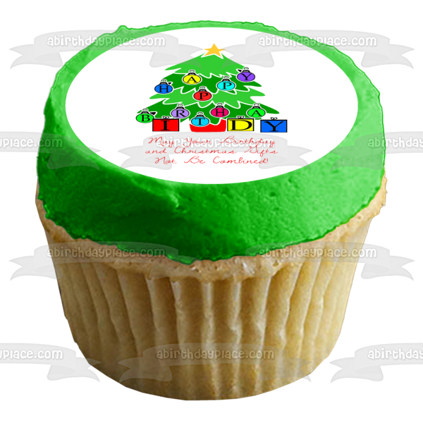 Birthday Christmas Tree Birthmas Edible Cake Topper Image ABPID50471