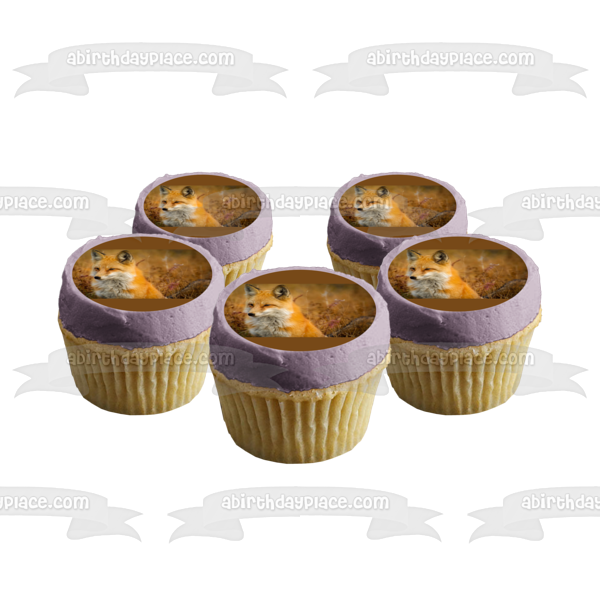 Autumn Fox In Field Edible Cake Topper Image ABPID50475