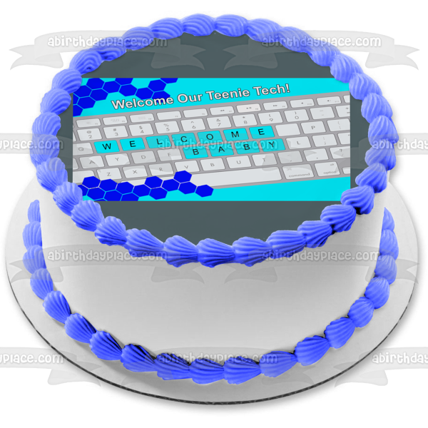 Teenie Tech Baby Shower Blue Edible Cake Topper Image ABPID50719