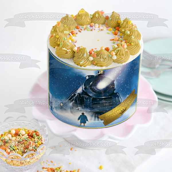 Polar Express Train with Little Boy and Round Trip Ticket Edible Cake Topper Image ABPID50722