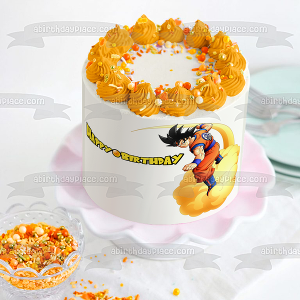 Dragon Ball Z Kakarot Happy Birthday Edible Cake Topper Image ABPID50734