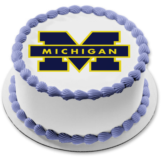 University of Michigan Wolverines Logo NCAA College Sports Edible Cake Topper Image ABPID51000