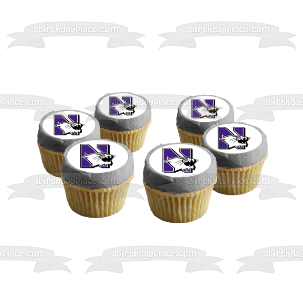 Northwestern University Wildcats Logo NCAA College Sports Edible Cake Topper Image ABPID51004