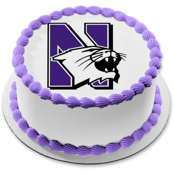 Northwestern University Wildcats Logo NCAA College Sports Edible Cake Topper Image ABPID51004