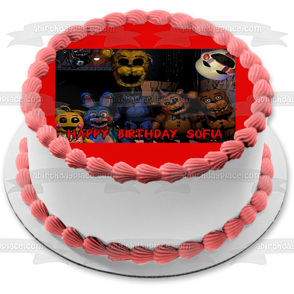 Personalized Five Nights at Freddy's Chica Bonnie Freddy Fazbear Edible Cake Topper Image ABPID51009
