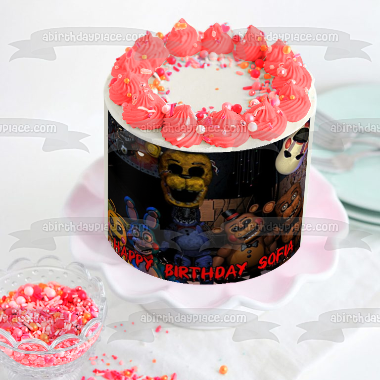 Personalized Five Nights at Freddy's Chica Bonnie Freddy Fazbear Edible Cake Topper Image ABPID51009