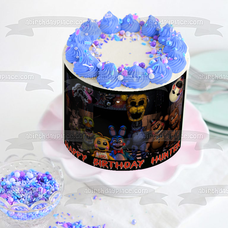 Personalized Happy Birthday Five Nights at Freddys Bonnie Chica Freddy  Fazbear Edible Cake Topper Image ABPID51009 