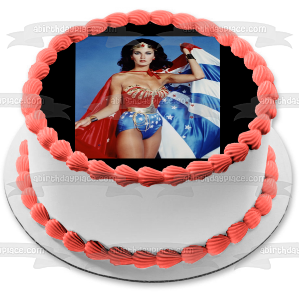 Wonder Woman Lynda Carter Full Costume Edible Cake Topper Image ABPID50762