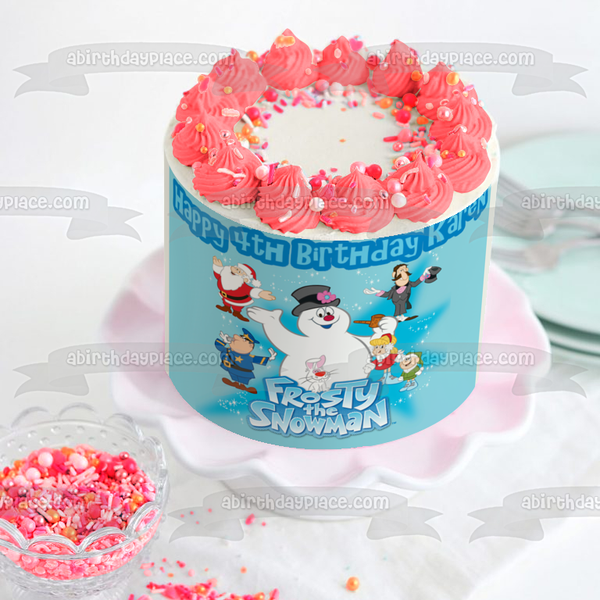 Frosty the Snowman and Friends Santa Professor Hinkle Karen Hocus Pocus Rabbit Edible Cake Topper Image ABPID50804