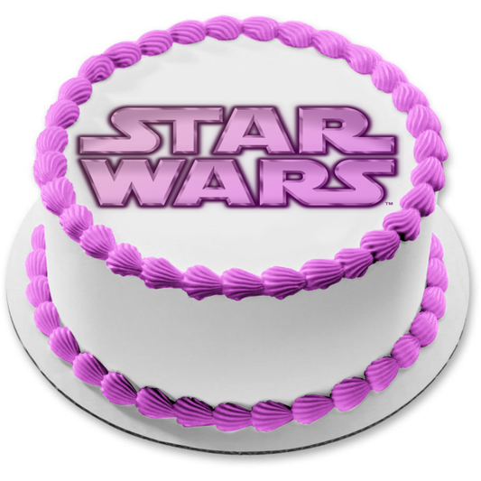 Star Wars Logo Pink Metallic Edible Cake Topper Image ABPID51041