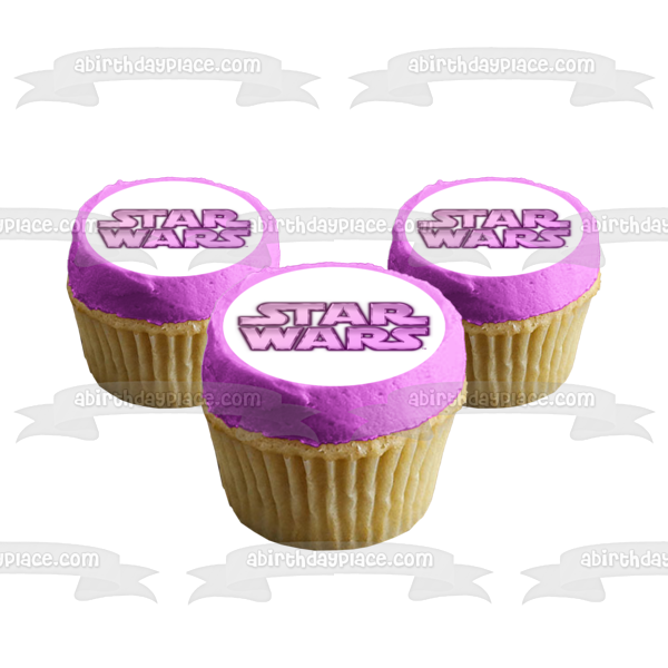Star Wars Logo Pink Metallic Edible Cake Topper Image ABPID51041