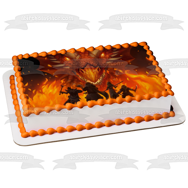 Dungeons and Dragons Red Dragon Flames Battle Warriors of Waterdeep Dnd Edible Cake Topper Image ABPID50813