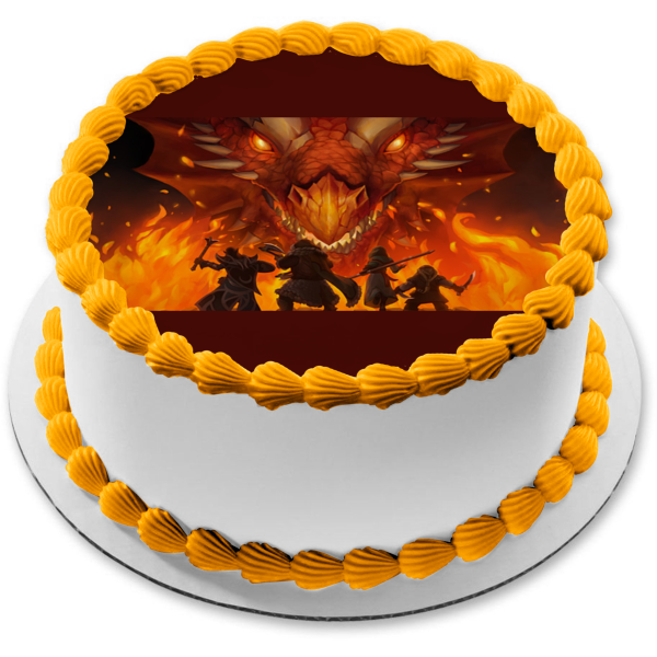 Dungeons and Dragons Red Dragon Flames Battle Warriors of Waterdeep Dnd Edible Cake Topper Image ABPID50813