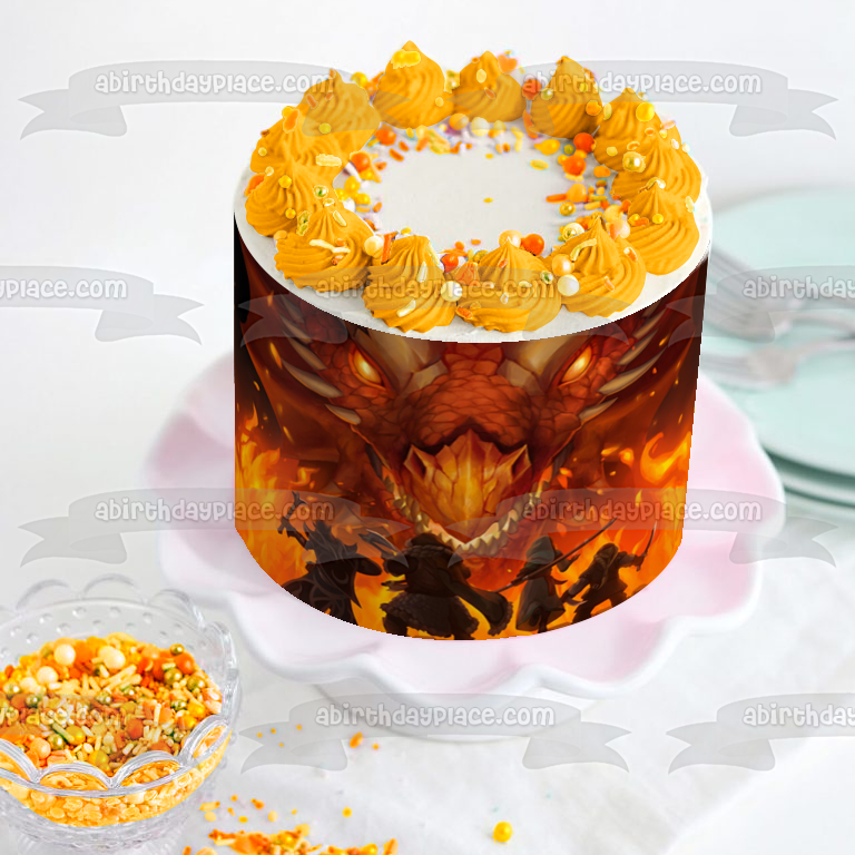 Dungeons and Dragons Red Dragon Flames Battle Warriors of Waterdeep Dnd Edible Cake Topper Image ABPID50813