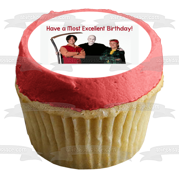 Bill and Ted's Bogus Journey Bill Preston Theodore Logan William S. Preston Death Have a Most Excellent Birthday Happy Birthday Edible Cake Topper Image ABPID51046