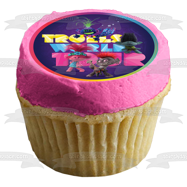 Trolls World Tour King Trollex Branch Princess Poppy Queen Barb Edible Cake Topper Image ABPID51062