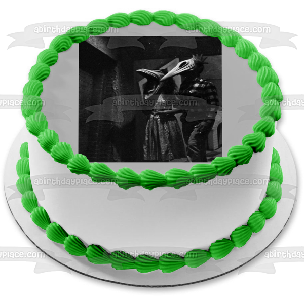 Beetlejuice Adam Baraba Maitland Scary Face Ghosts Black and White Edible Cake Topper Image ABPID50859