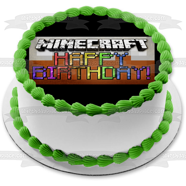 Minecraft Happy Birthday Colorful Blocks Edible Cake Topper Image ABPID51090