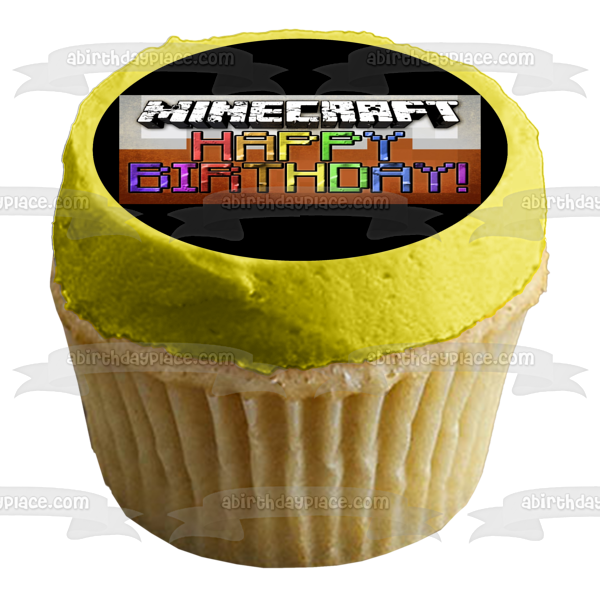 Minecraft Happy Birthday Colorful Blocks Edible Cake Topper Image ABPID51090