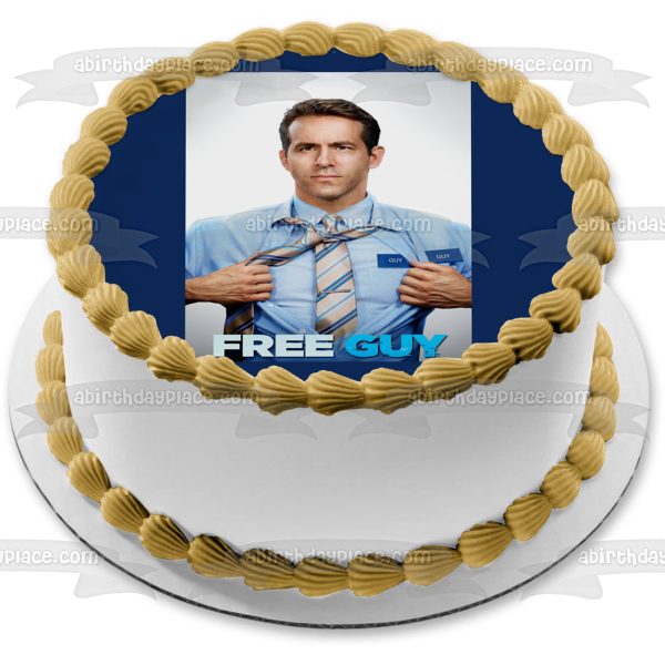 Free Guy Movie Superhero Pose Character Npc Ryan Reynolds Guy Edible Cake Topper Image ABPID50881