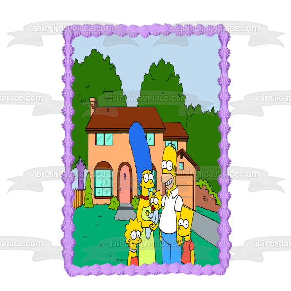 The Simpsons Bart Lisa Maggie Marge Homer House Edible Cake Topper Image ABPID51100