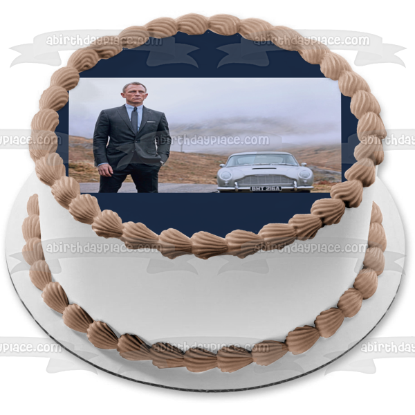 James Bond 007 No Time to Die Aston Martin DB5 Classic Car Edible Cake Topper Image ABPID50885